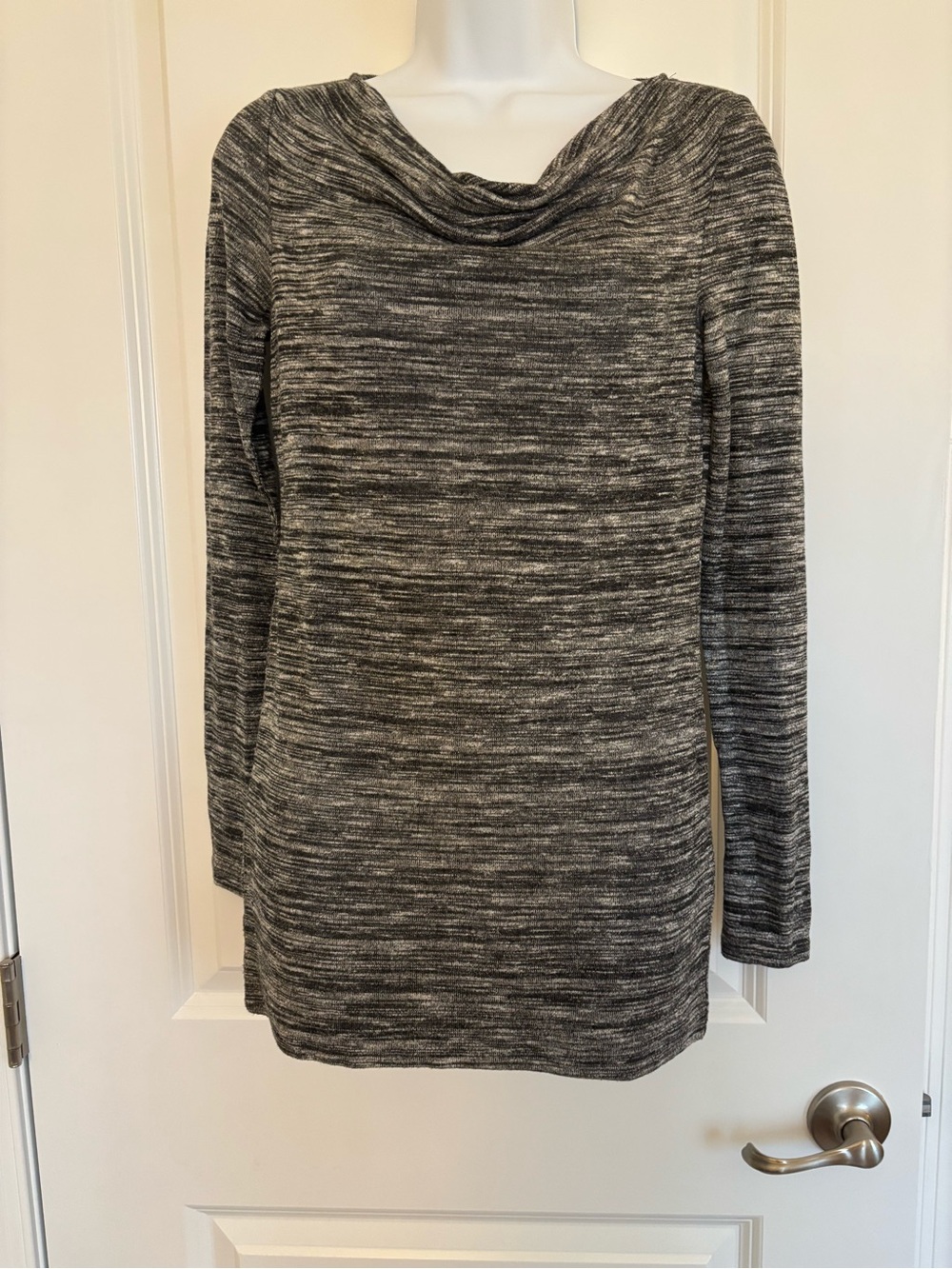 LOFT Gray Marled Cowl Neck Tunic Top